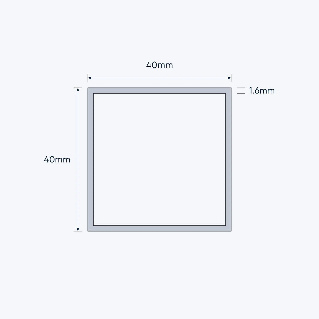 aluminium square hollow shs size 40 40 1 6 mm 3