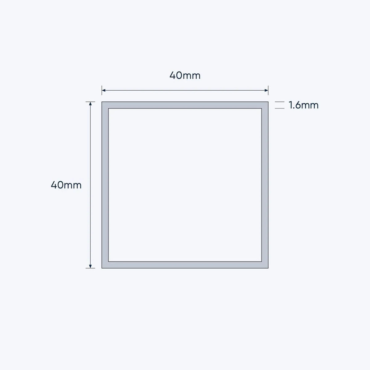 aluminium square hollow shs size 40 40 1 6 mm 3