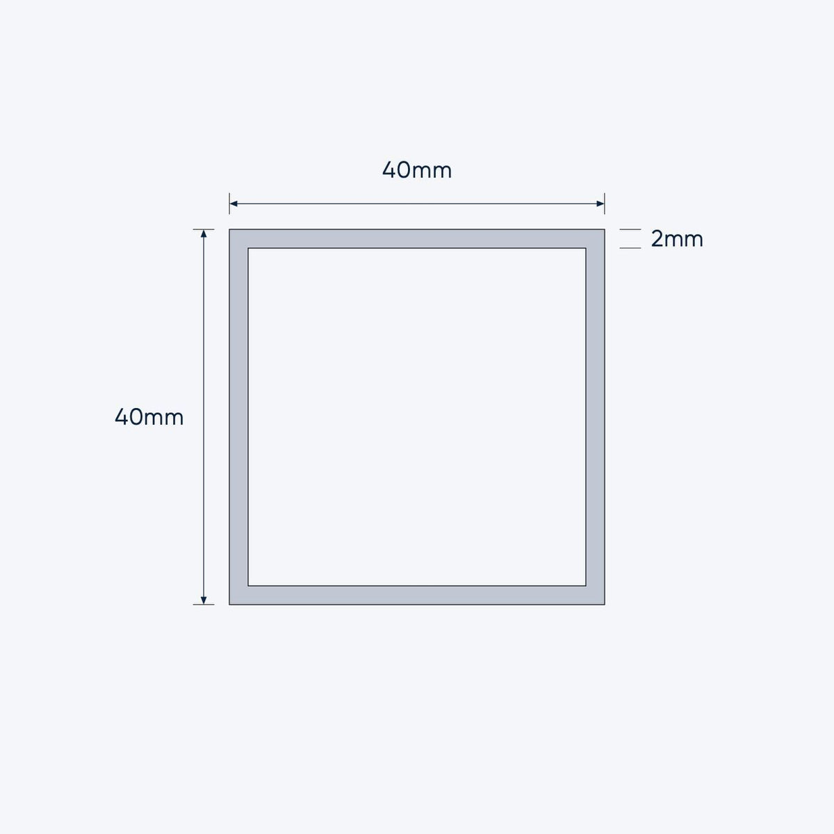 aluminium square hollow shs size 40 40 2 mm 4