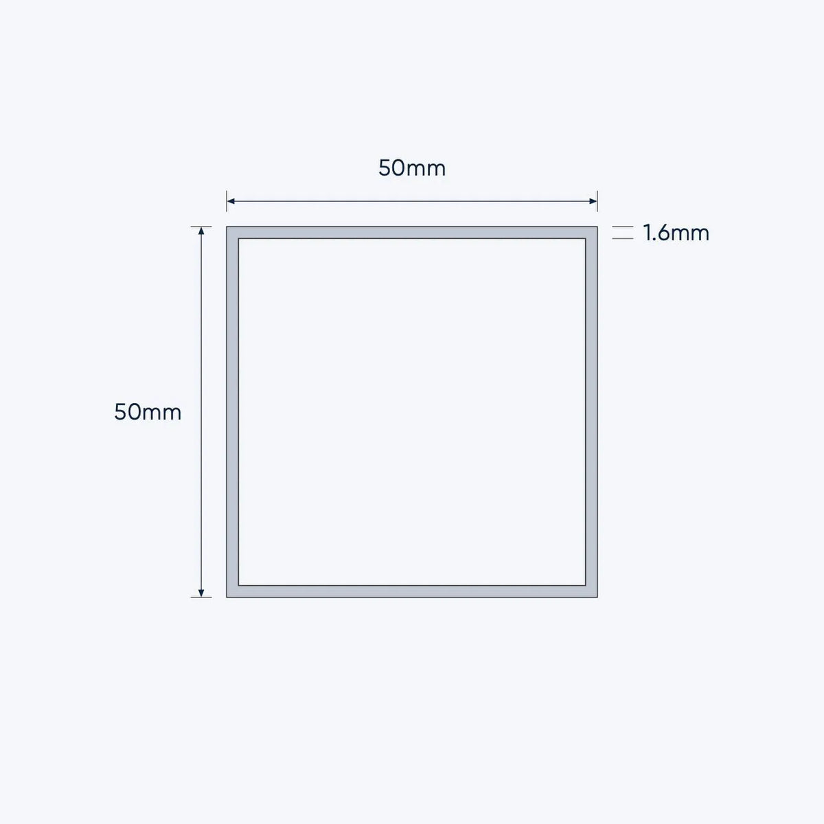 aluminium square hollow shs size 50 50 1 6 mm 3