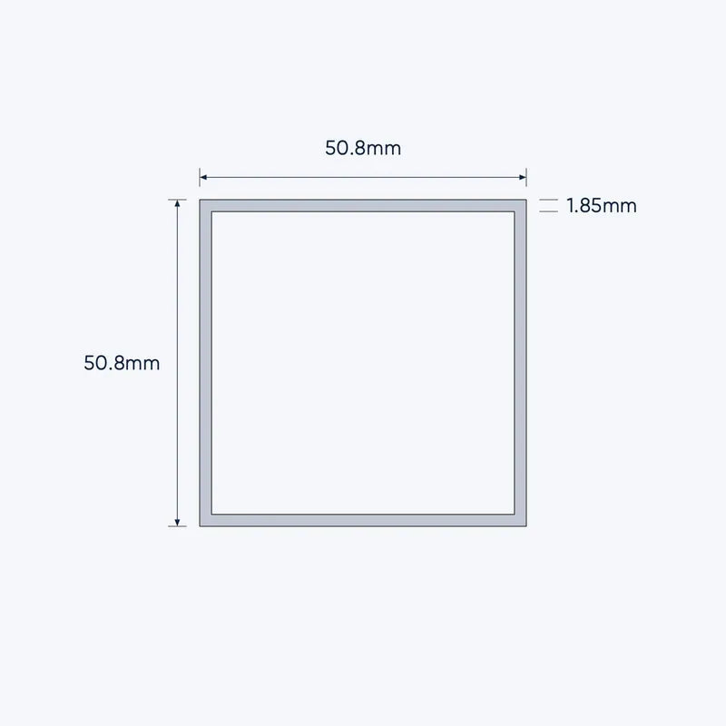 aluminium square hollow shs size 50 8 50 8 1 85 mm 1