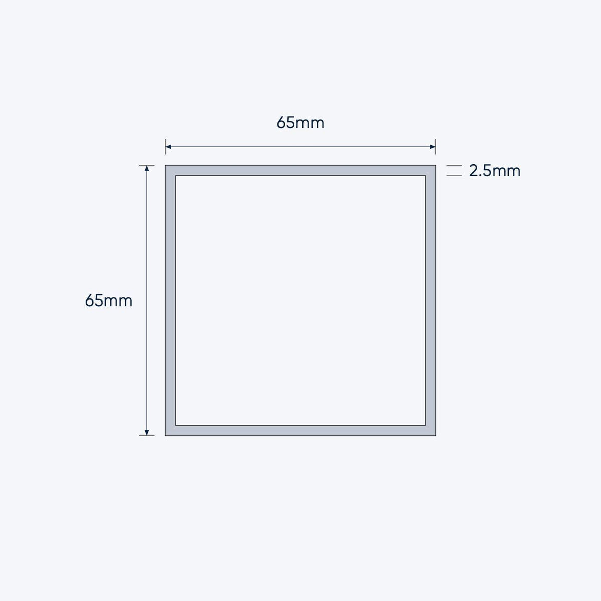 aluminium square hollow shs size 65 65 2 5 mm 4