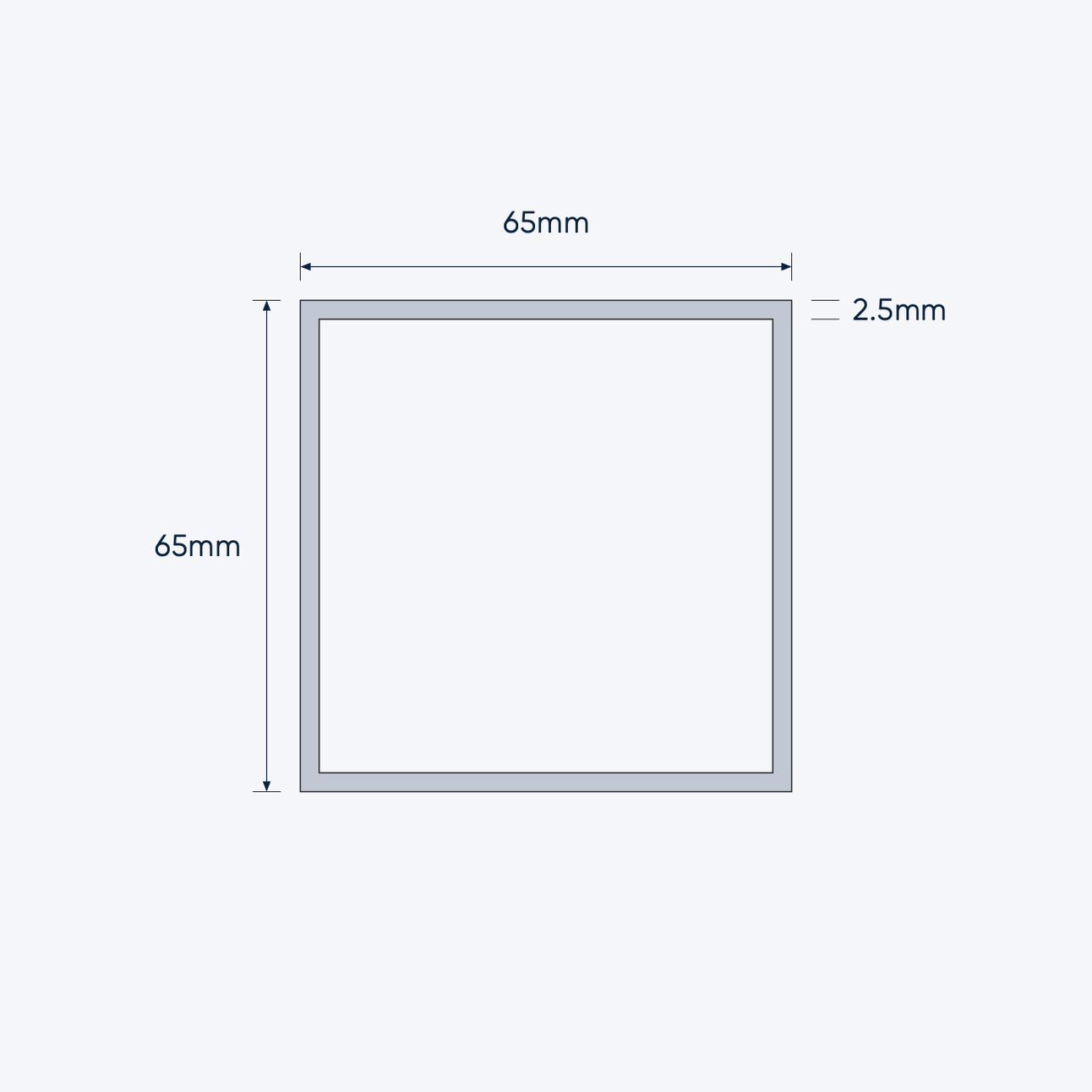 aluminium square hollow shs size 65 65 2 5 mm 4