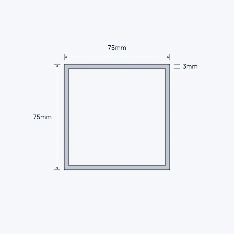 aluminium square hollow shs size 75 75 3 mm 1