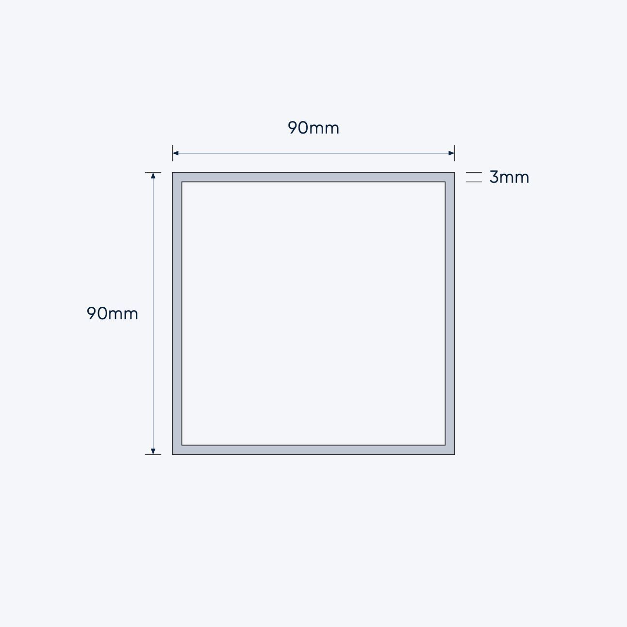aluminium square hollow shs size 90 90 3 mm 4