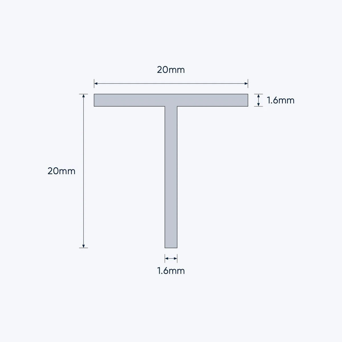aluminium tee bar size 20 20 1 6 mm 4