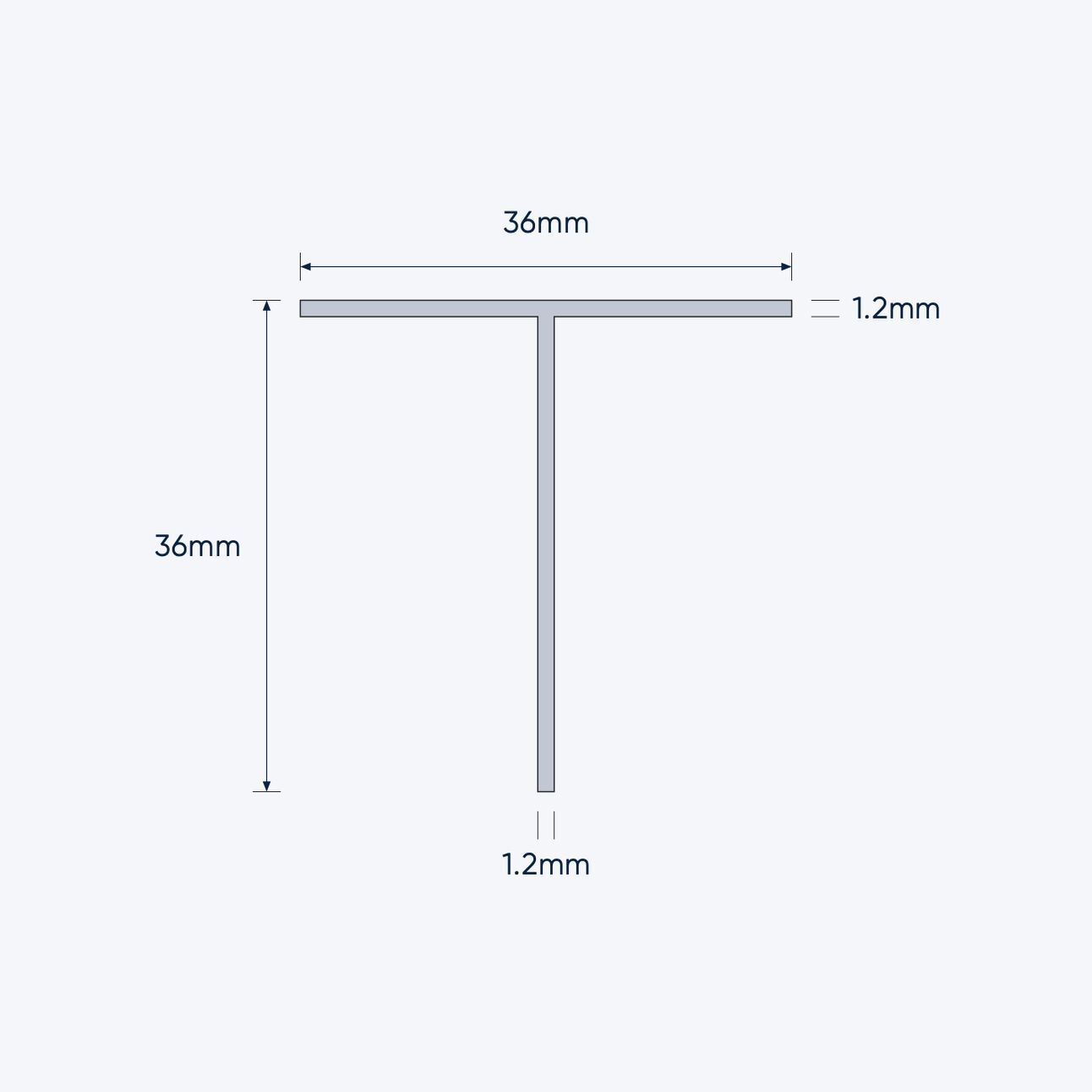 aluminium tee bar size 36 36 1 2 mm 4