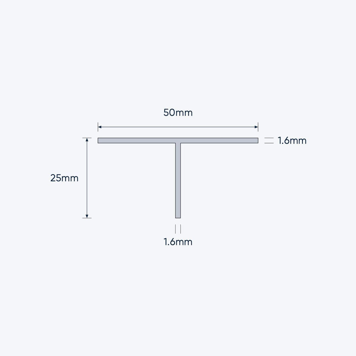 aluminium tee bar size 50 25 1 6 mm 4
