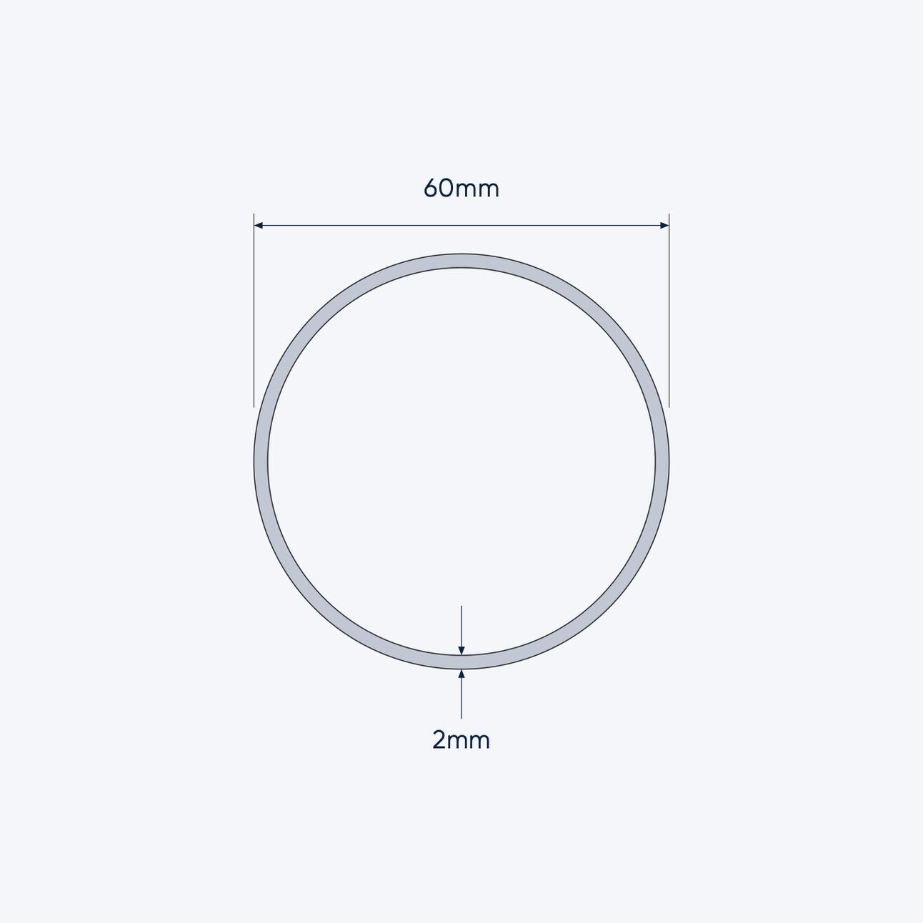 aluminium tube size 60 2 mm 1