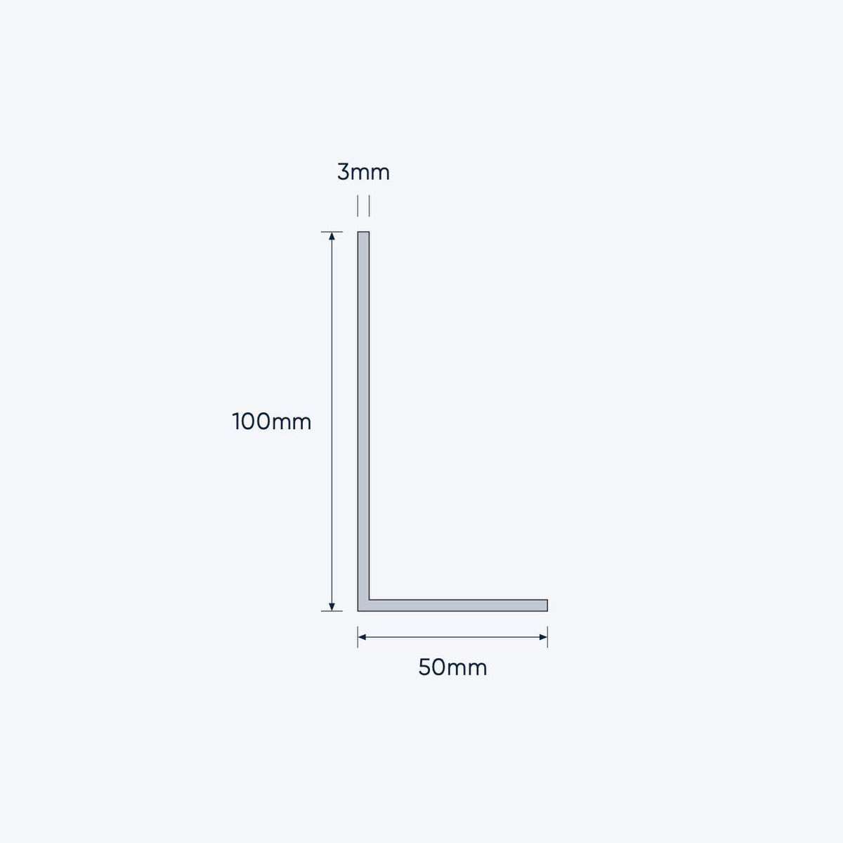 aluminium unequal angle size 100 50 3 mm 4