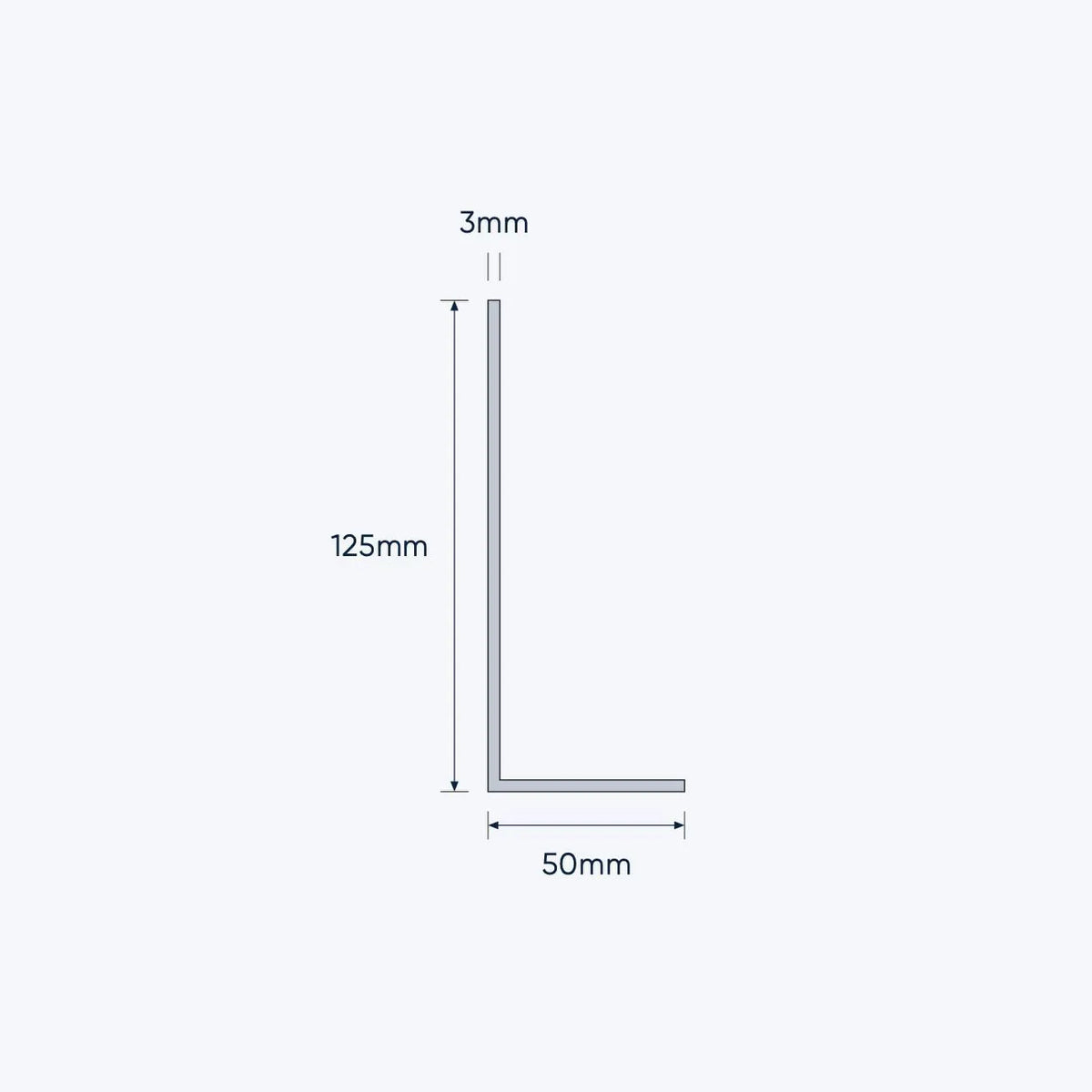 aluminium unequal angle size 125 50 3 mm 1