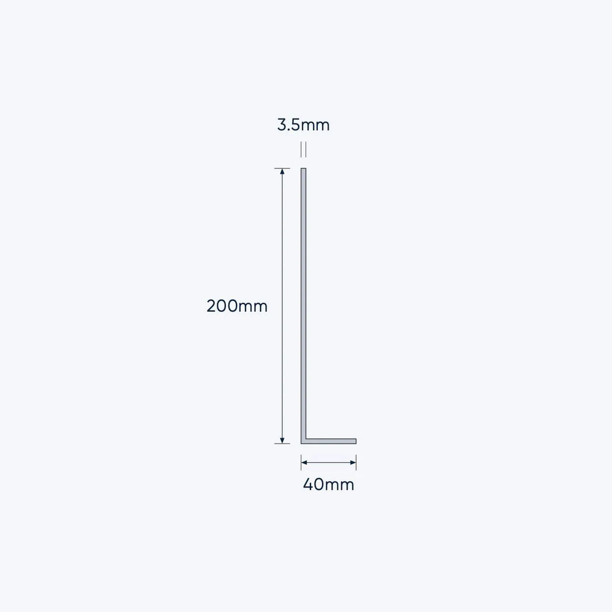 aluminium unequal angle size 200 40 3 5 mm 4