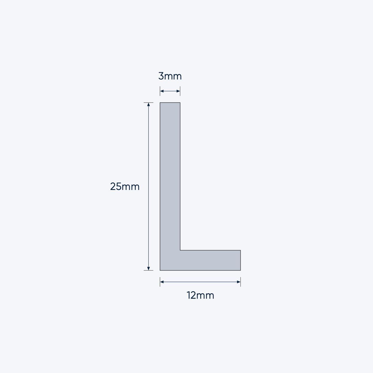 aluminium unequal angle size 25 12 3 mm 1