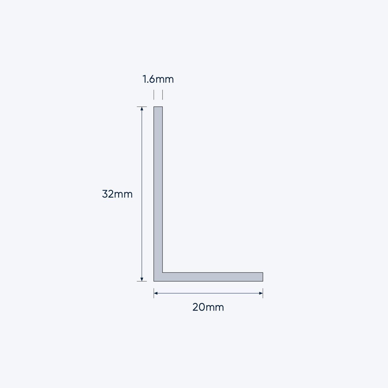 aluminium unequal angle size 32 20 1 6 mm 4
