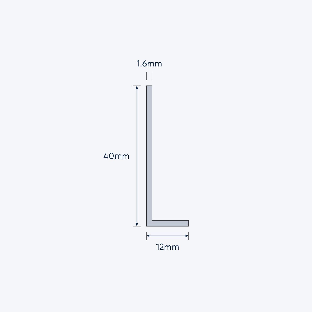 aluminium unequal angle size 40 12 1 6 mm 4