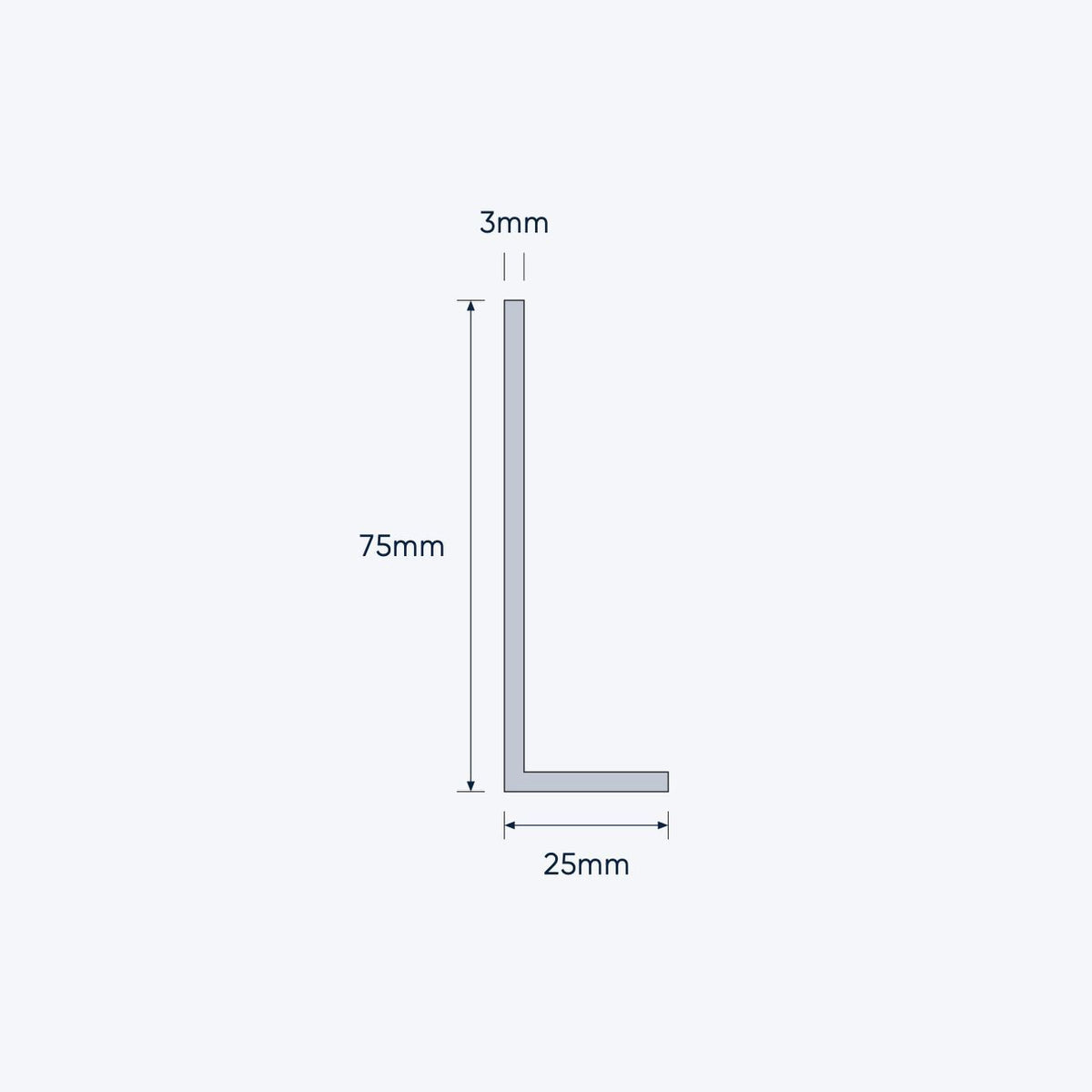 aluminium unequal angle size 75 25 3 mm 4