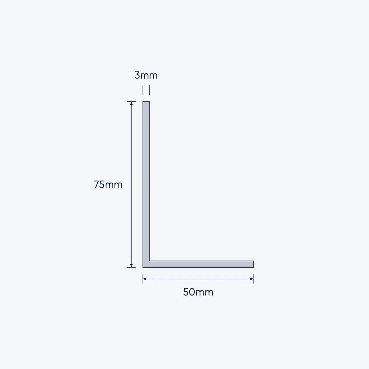 aluminium unequal angle size 75 50 3 mm 4