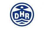 Blue circular logo with ’dhr’ in bold uppercase letters, surrounded by a stylized wave design.
