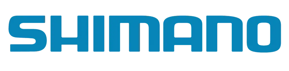 Blue shimano logo with bold, modern lettering.