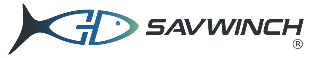 Blue and teal gradient fish-shaped logo with stylized ’g’ inside, featuring the brand name “savannah” in sleek black lettering.