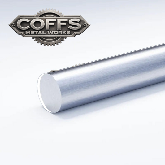 Coffs Metal Works 12mm diameter solid aluminium round bar with a smooth brushed finish for engineering projects.