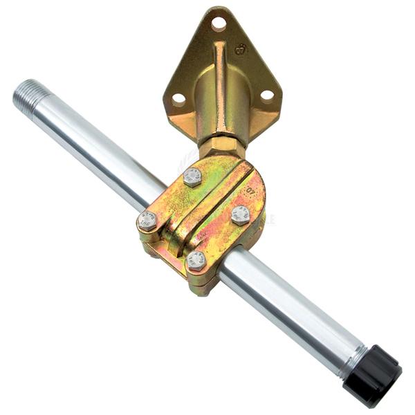Coffs Metal Works adjustable wall mounted pipe support bracket with a heavy-duty steel arm and gold-tone finish.