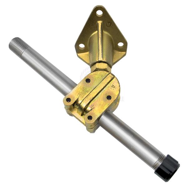 Coffs Metal Works adjustable wall mounted pipe support bracket assembly with gold-tone finish and steel arm