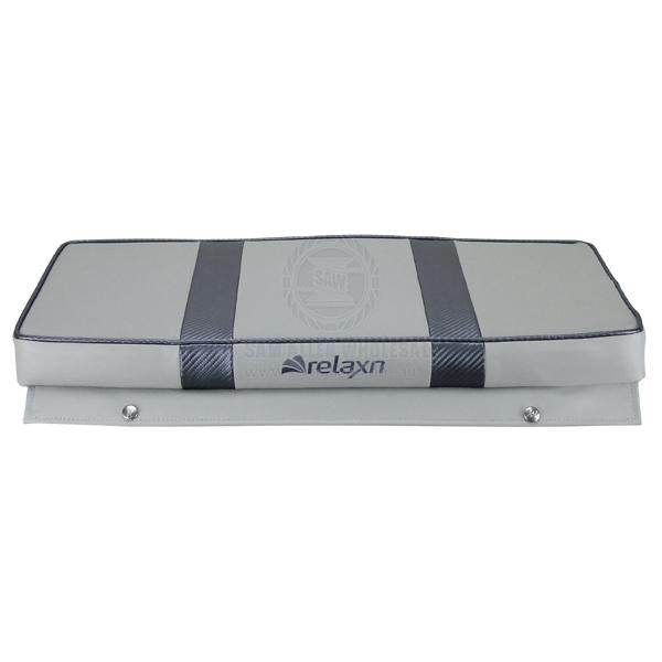 Coffs Metal Works Relaxn grey and carbon tinnie seat cushion with stainless steel press stud mounting flaps