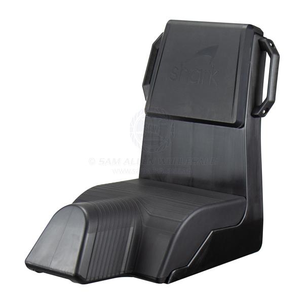 Coffs Metal Works Shark Ultra black boat seat featuring side hand grips and a contoured ergonomic design.