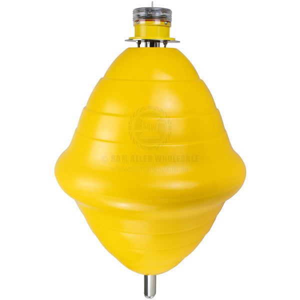 Coffs Metal Works yellow solar powered marine navigation beacon light with a durable weather-resistant housing.