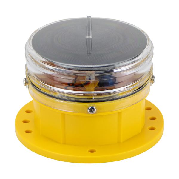 Coffs Metal Works 100mm solar powered yellow marine navigation beacon light with integrated solar panel