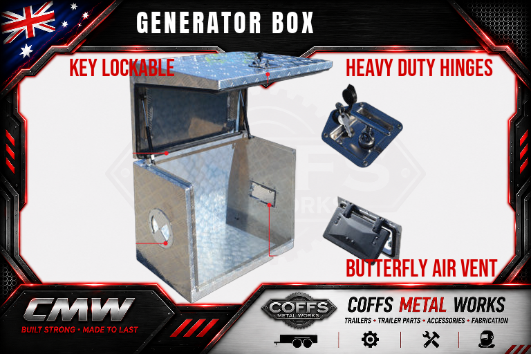 Large Aluminium Generator Box. 750mm x 510mm For Caravan Trailer Utes