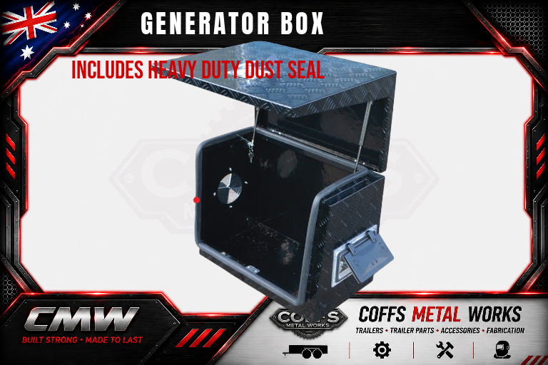 Black Aluminium Ventilated Generator Box For Caravans, Trailers, Truck, Utes & camping