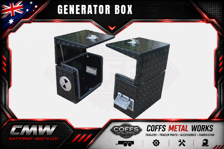 Black Aluminium Ventilated Generator Box For Caravans, Trailers, Truck, Utes & camping