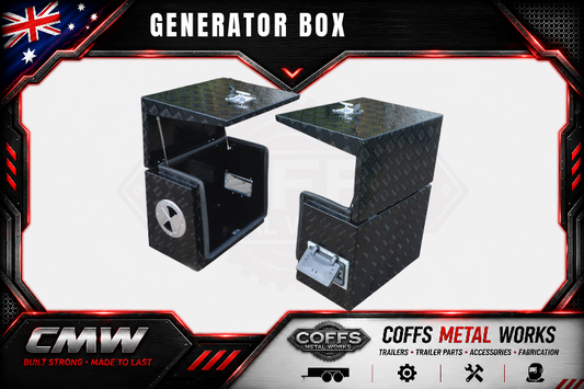 Black Aluminium Ventilated Generator Box For Caravans, Trailers, Truck, Utes & camping