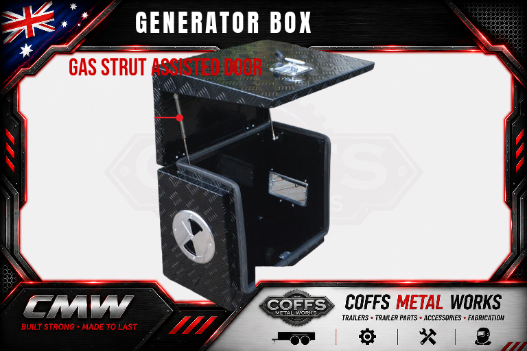 Black Aluminium Ventilated Generator Box For Caravans, Trailers, Truck, Utes & camping