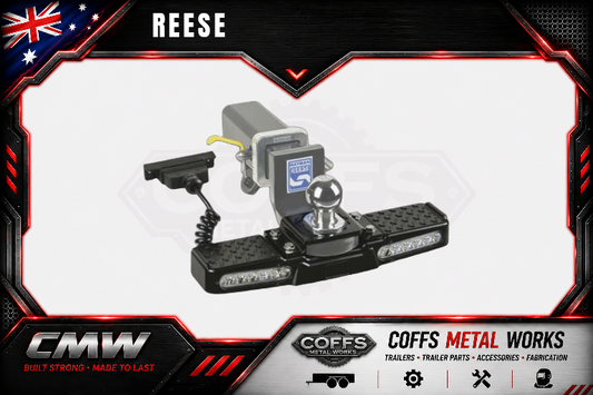 Hayman Reese Hitch Step + 12V LED Lights. Rated 150Kg Aluminium