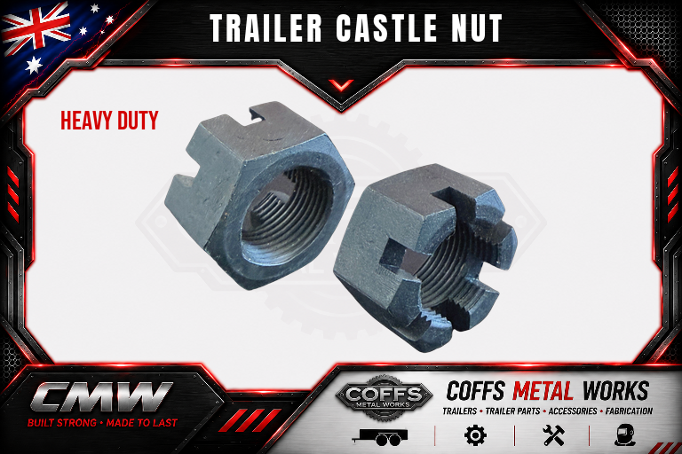1 x Trailer Caravan Castle Nut 1" UNF Black Finish For Parallel & 2 Tonne Bearings
