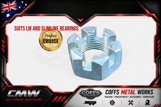 1 x Trailer Castle Nut 3/4" UNF Zinc Finish Suited For LM & Slimline Bearings