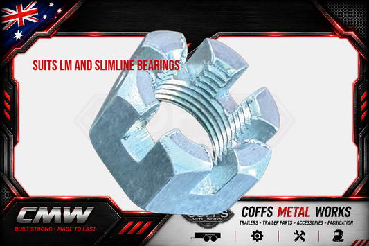1 x Trailer Castle Nut 3/4" UNF Zinc Finish Suited For LM & Slimline Bearings