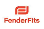 Fenderfits logo in bold red lettering with a stylized ’ff’ emblem above the text.