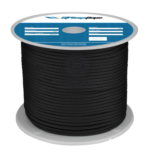 STRONGAROPE ROPE - POLYESTER DOUBLE BRAID SOLID BLACK & NATURAL