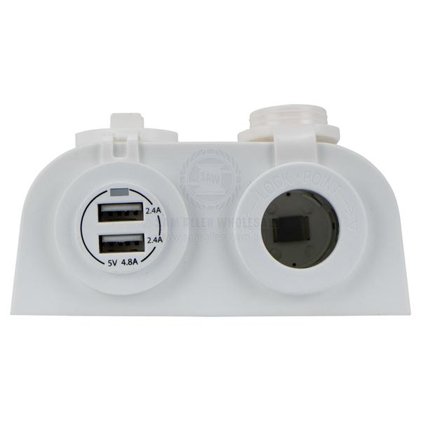 RELAXN SOCKET - DUAL SURFACE MOUNT - DUAL USB-A CHARGER & CIGARETTE LIGHTER
