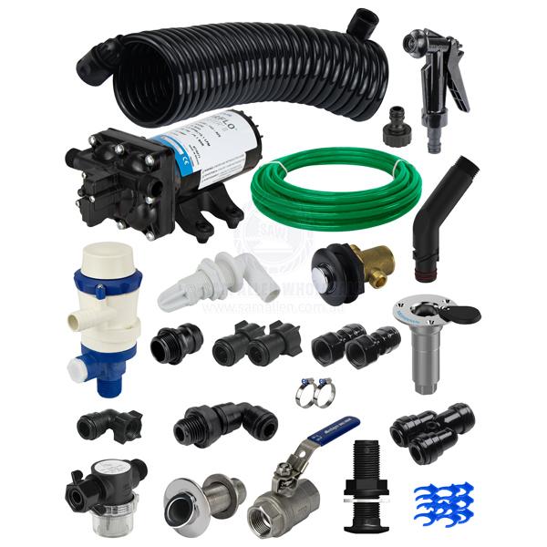 SHURFLO DECK WASHDOWN - 15.1 LPM 60 PSI - BLASTER, FLUSH LINK, TIMER TAP, BAIT - 15MM QUICK CONNECT