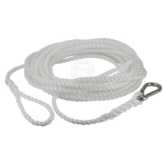 DINGHY PAINTER SILVER ROPE - SPLICED EYE TO S/S SAFETY HOOK
