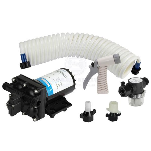 SHURFLO DECK WASHDOWN KITS - 13.2 LPM - 1/2 INCH I.D. FLEXIBLE HOSE