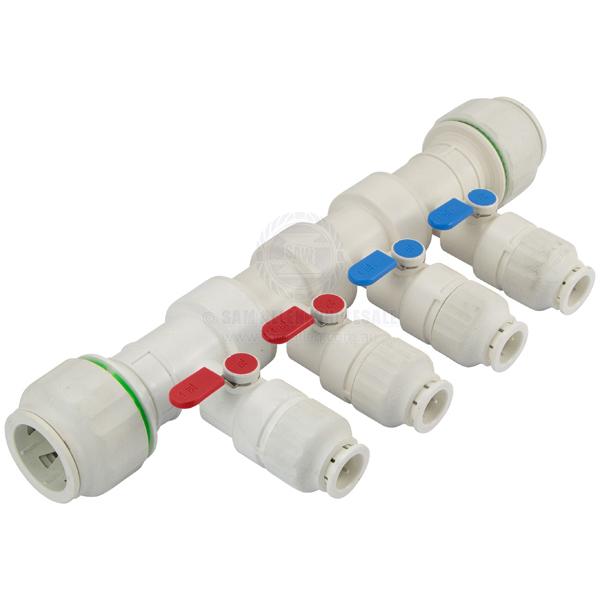 TWISTLOC MANIFOLD SINGLE OPEN TYPE 28MM TUBE INLET 15MM TUBE OUTLET