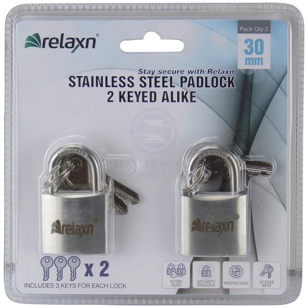 RELAXN PADLOCKS - KEYED ALIKE - STAINLESS STEEL