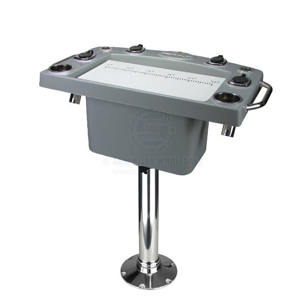 REELAX LIGHT TACKLE STATION WITH DELUXE PREP BOARD / LIVE BAIT & STAINLESS STEEL PEDESTAL