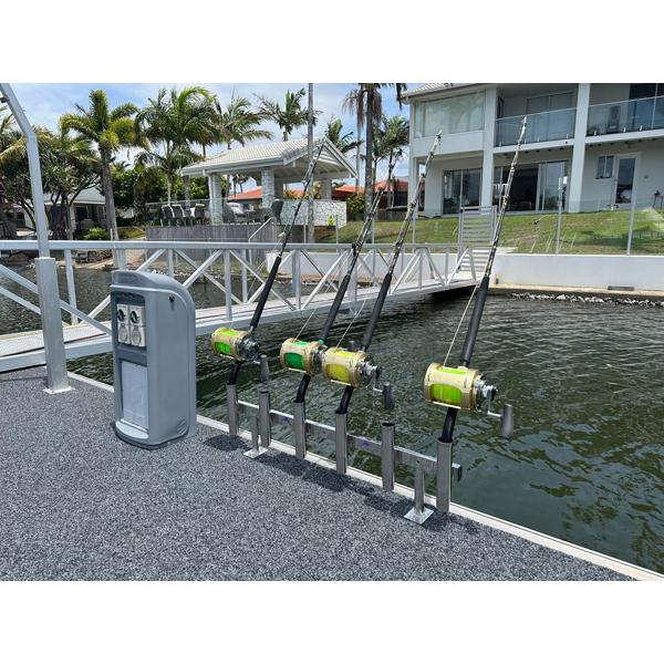 REELAX STAINLESS STEEL 6 WAY HEAVY TACKLE ROD RACK PONTOON MOUNT - 1155MM